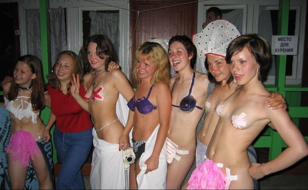college party chicks with painted tits