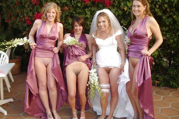 Wedding party showing their pussys