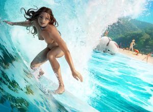 Katara surfing.