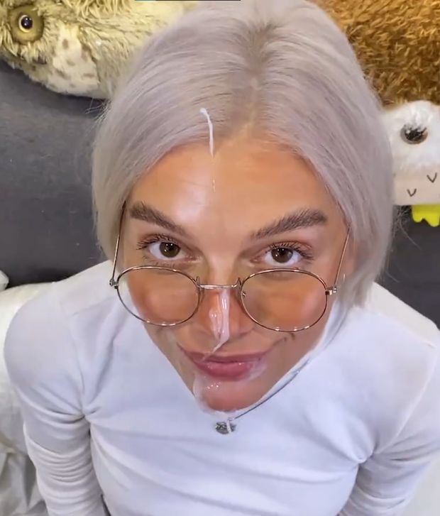 OwlCrystal is beautiful with glasses and cum on face