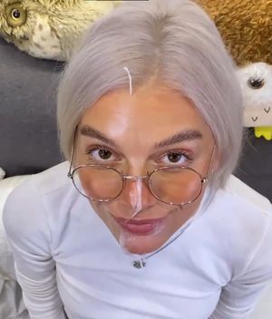 OwlCrystal is beautiful with glasses and cum on face
