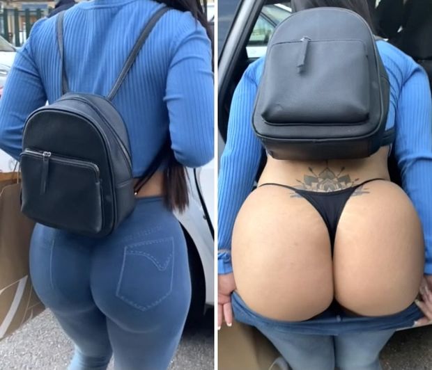 Sara flashes ass in public