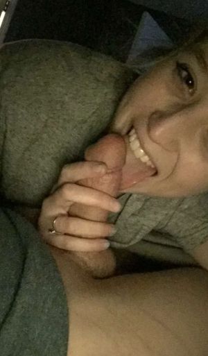 Happy blond sucking an average sized dick