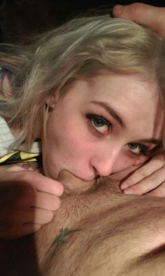 Green-eyed blond going balls deep sucking cock