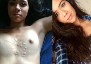 beautiful brunette with cum