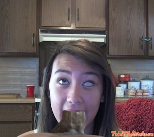 Megan Allen Gets Her Slutty Lil Asian Face Fucked By a Huge BBC In The Kitchen