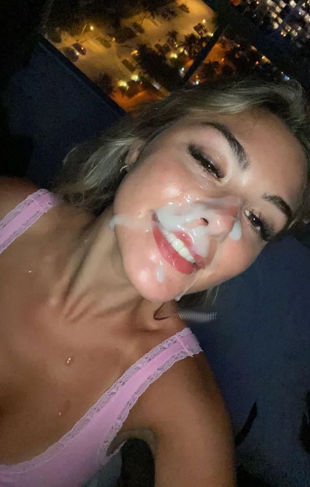 Adorable blond showing off her facial