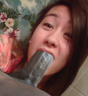 Sexy Lil Asian Slut Megan Allen Gags Herself On A Huge BBC In The Bathroom