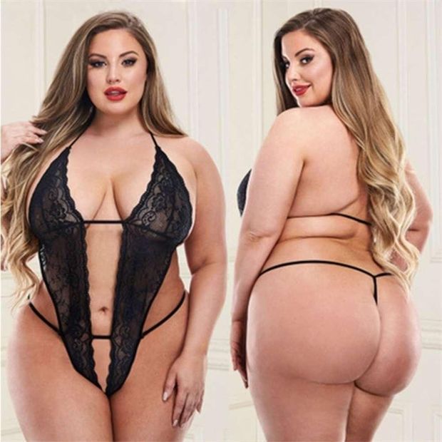 Sexy Backless Lace Mesh See-Through Sleepwear