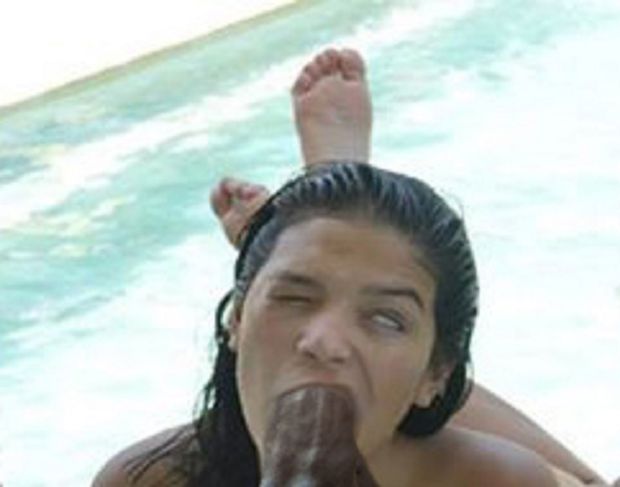 Sexy Lil Latina Gag Slave Valeria Soledad Moncada Still Has a Bit Of Trouble Swallowing a Huge BBC Out By The Pool