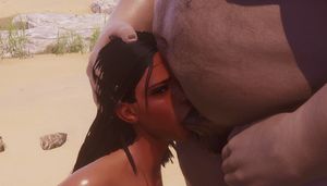 Big Ass Slut do a rough blowjob to Fat Man