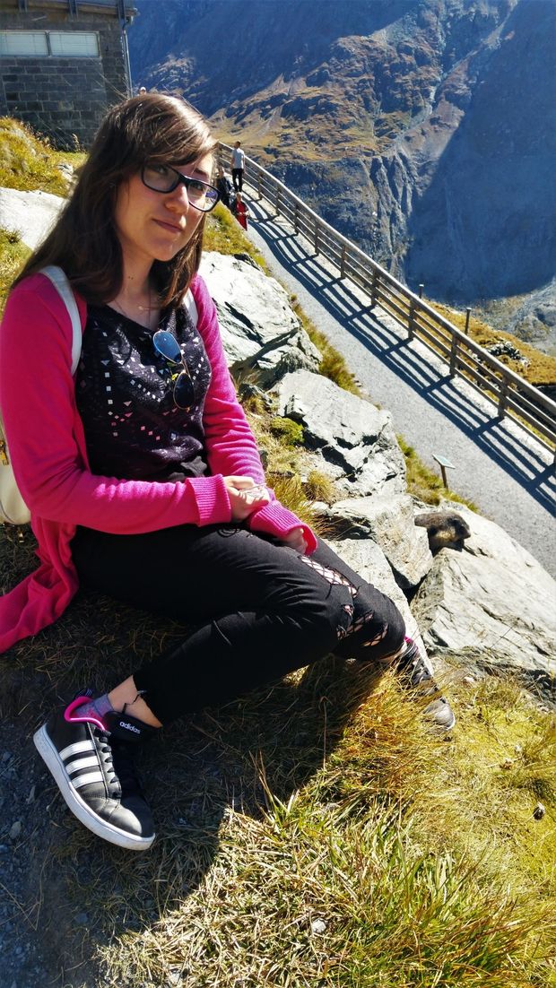 cute nerdy teen outdoors