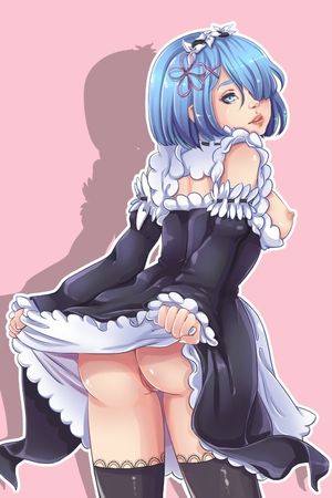 Sexy blue haired maid