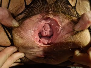 spreading my wide pussy