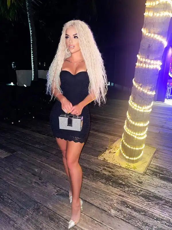 Sexy blonde at a nightclub in Dubai.