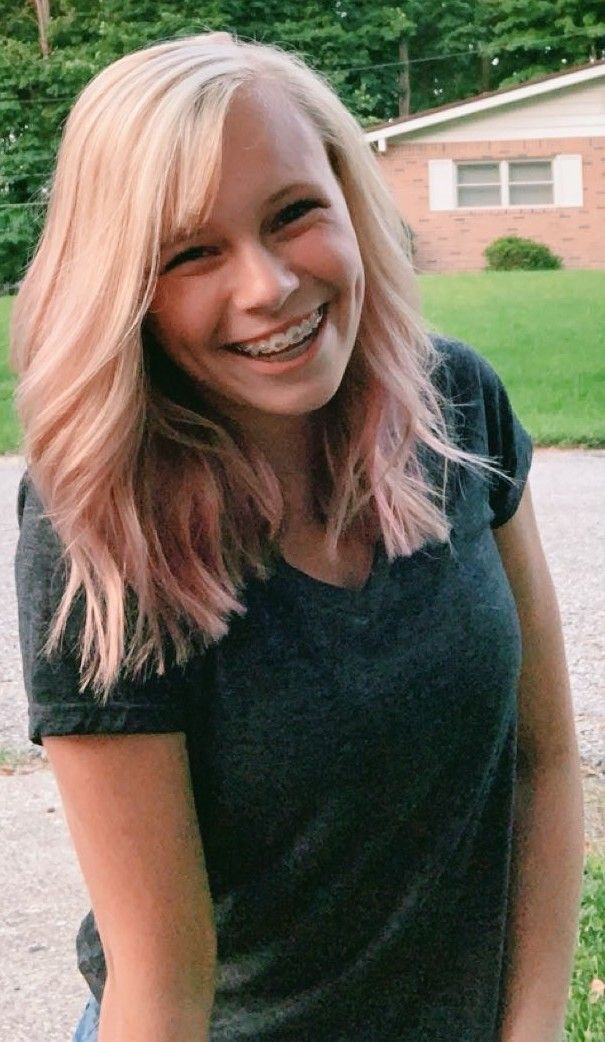 adorable blonde teen with braces