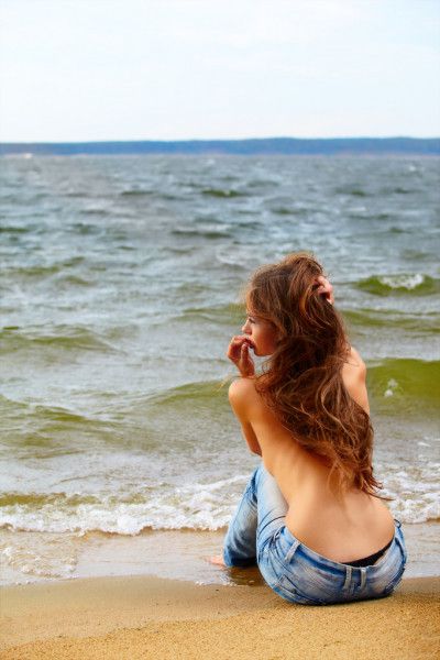 Topless on beach