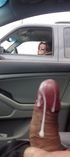 Babe staring lustfully at a cum covered hard cock❤