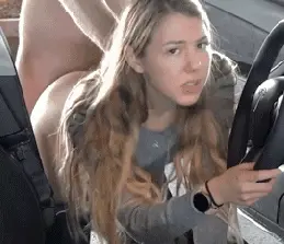 Cute blonde slut getting fucked in her car