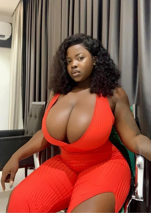 Busty Ebony in Red
