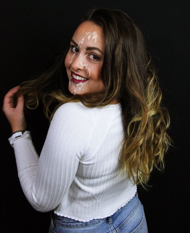 Girlfriend with fake cum on face