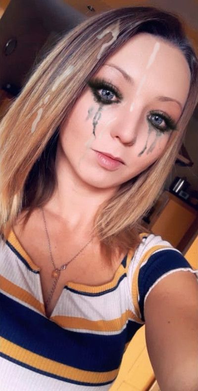 Sexy blonde with cumface