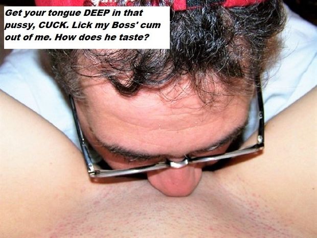 Lick her Boss' cum out of her