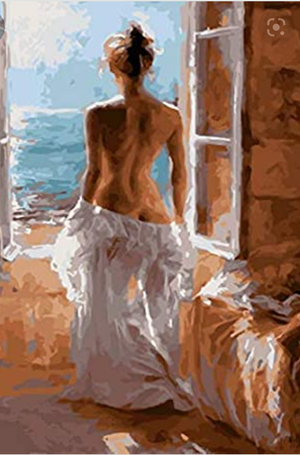 Painting of naked woman by the window