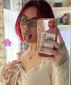 red hair teen whore mirror selfie tongue out