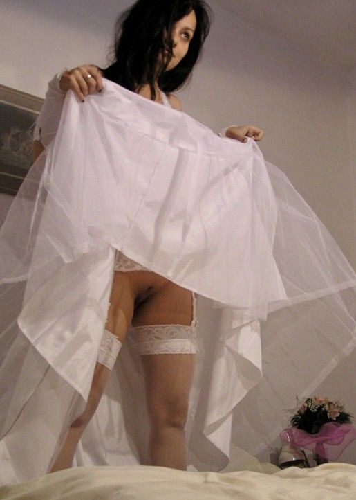 Hairy bride in stockings
