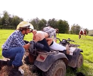Wife likes to help them feed their horses