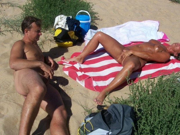 Stroking for each other on the beach