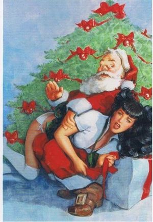 Santa spanks Betty's ass
