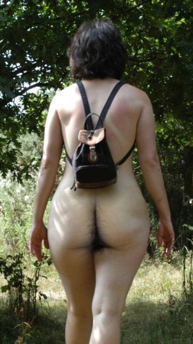 Naked back packing with a Furry ass