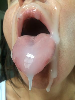 Cum coated face and tongue