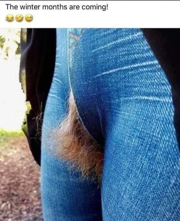 Hair in her jeans