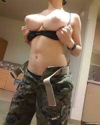 sexy soldier popping big boobies out