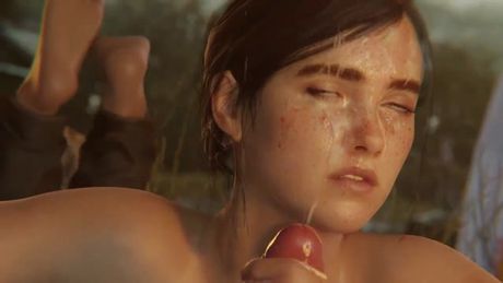 Ellie gets cum on her face.