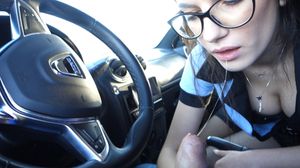 Blowjob scene during a porn film shoot.