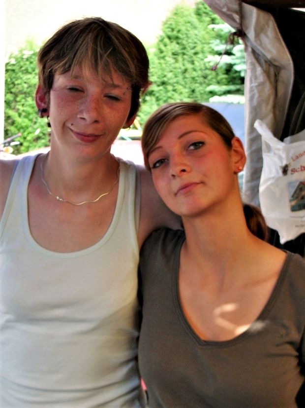 with her sister
