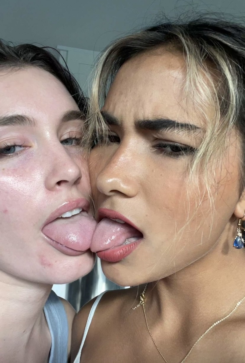 Two best friends tongues