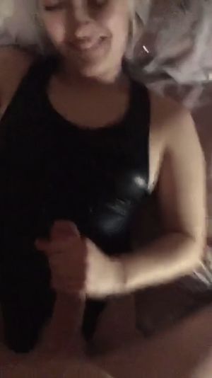 Handjob to cumshot all over my PVC bodysuit