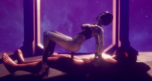 Robo Hot Chick bounces on a thiefs huge cock