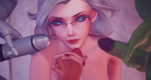 White hair chick do a handjob