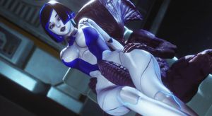 Robo Hot Chick pussy teased by a Space Monster with giant cock