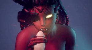 Devil Slut do a handjob to a thief