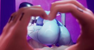 Robo Hot Chick rides on a thiefs big dick