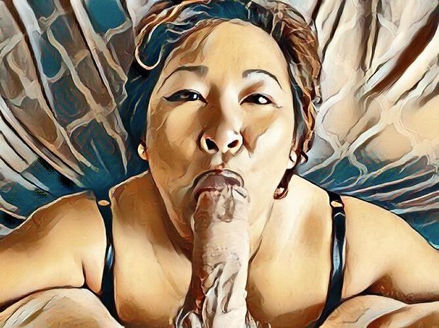 Amateur Asian MILF inhaling a cock