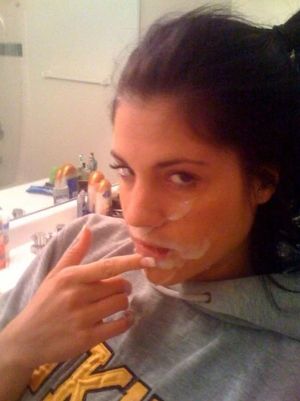 Hot college babe with a facial