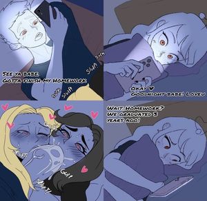 Couple texting in bed